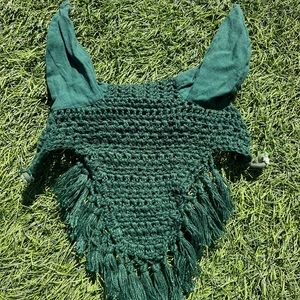 Hunter Green Tassle Ear Bonnet
